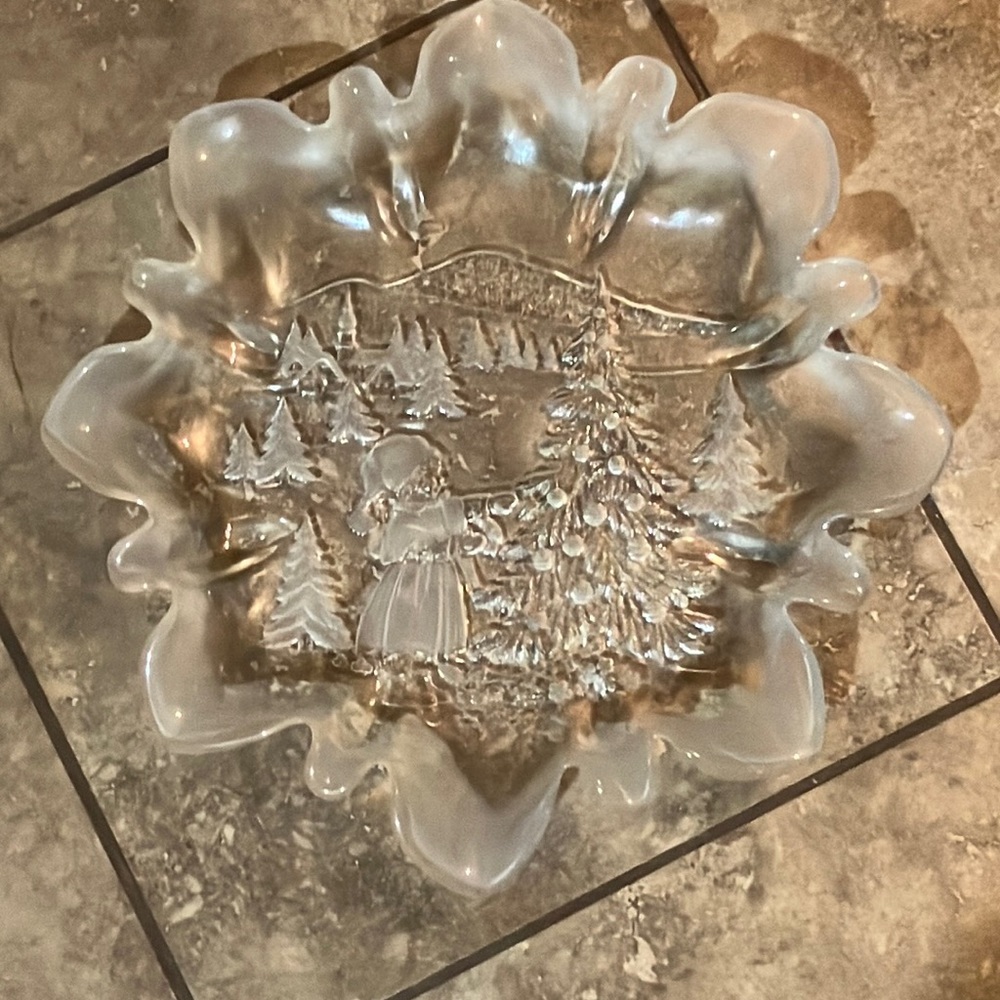 Vintage Crystal MIKASA  Christmas Serving Tray